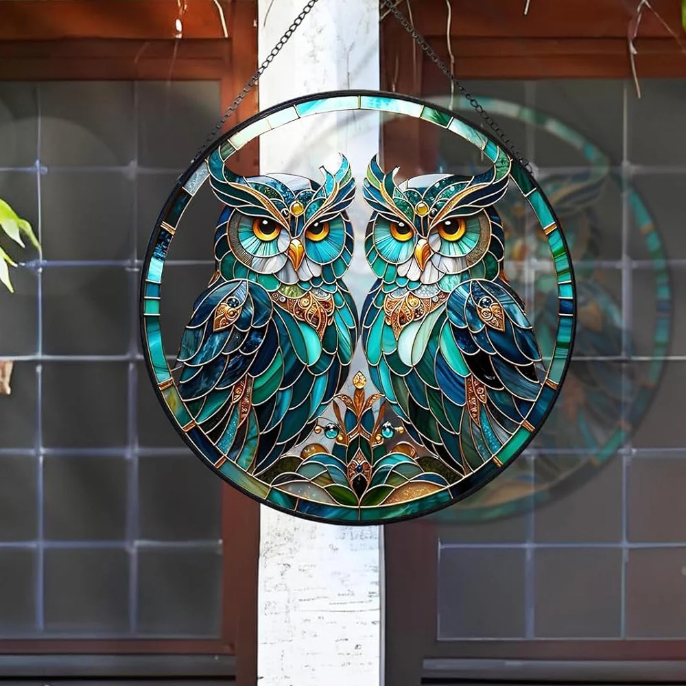 Hibou Attrape-Soleil Décoratif en Vitrail à Suspendre - Image 2
