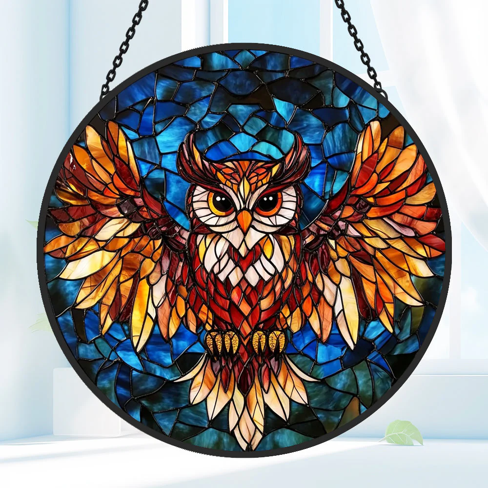 Hibou Attrape-Soleil Décoratif en Vitrail à Suspendre - Image 2