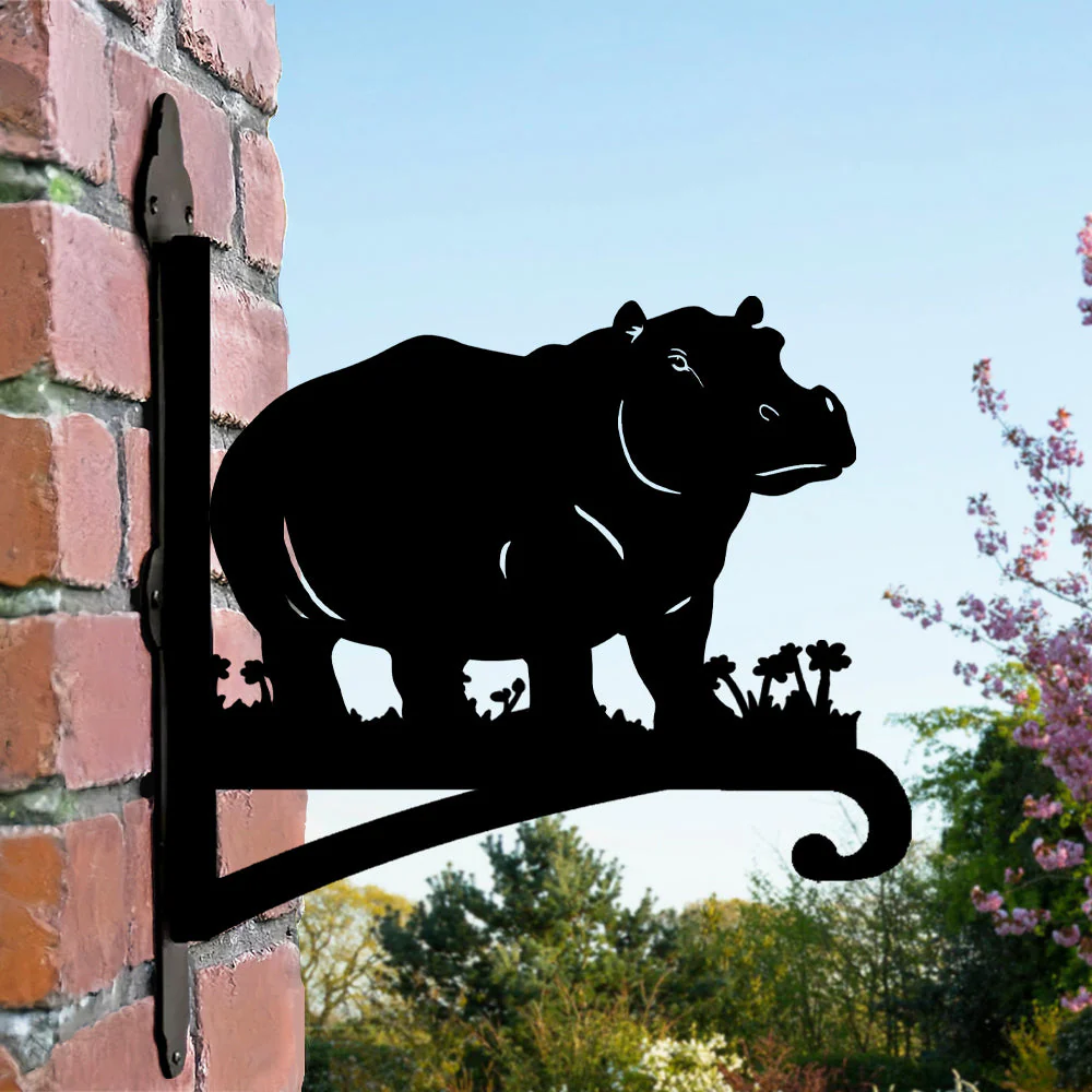 Hippopotame Support de Plantes à Suspendre Métallique