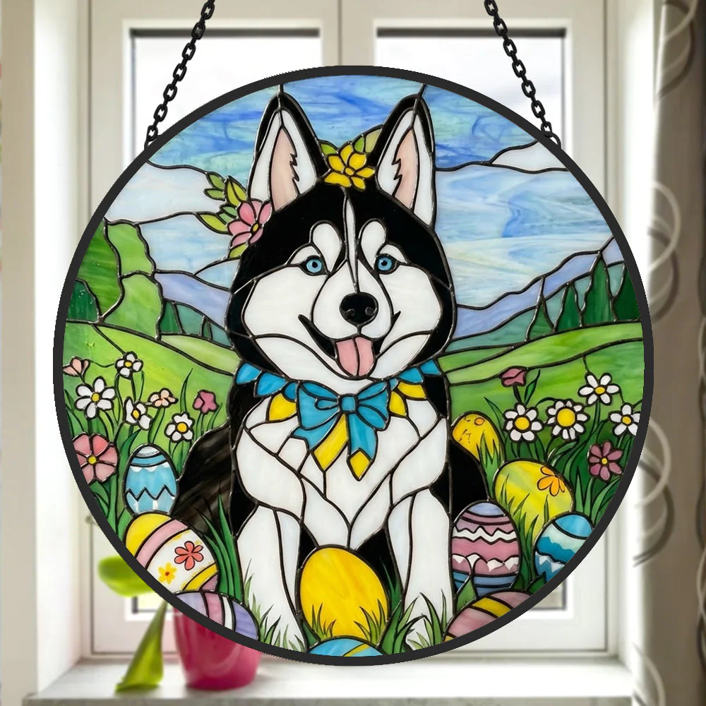 Husky Attrape-Soleil en Vitrail - Décoration Suspendue pour Fenêtre - Image 2