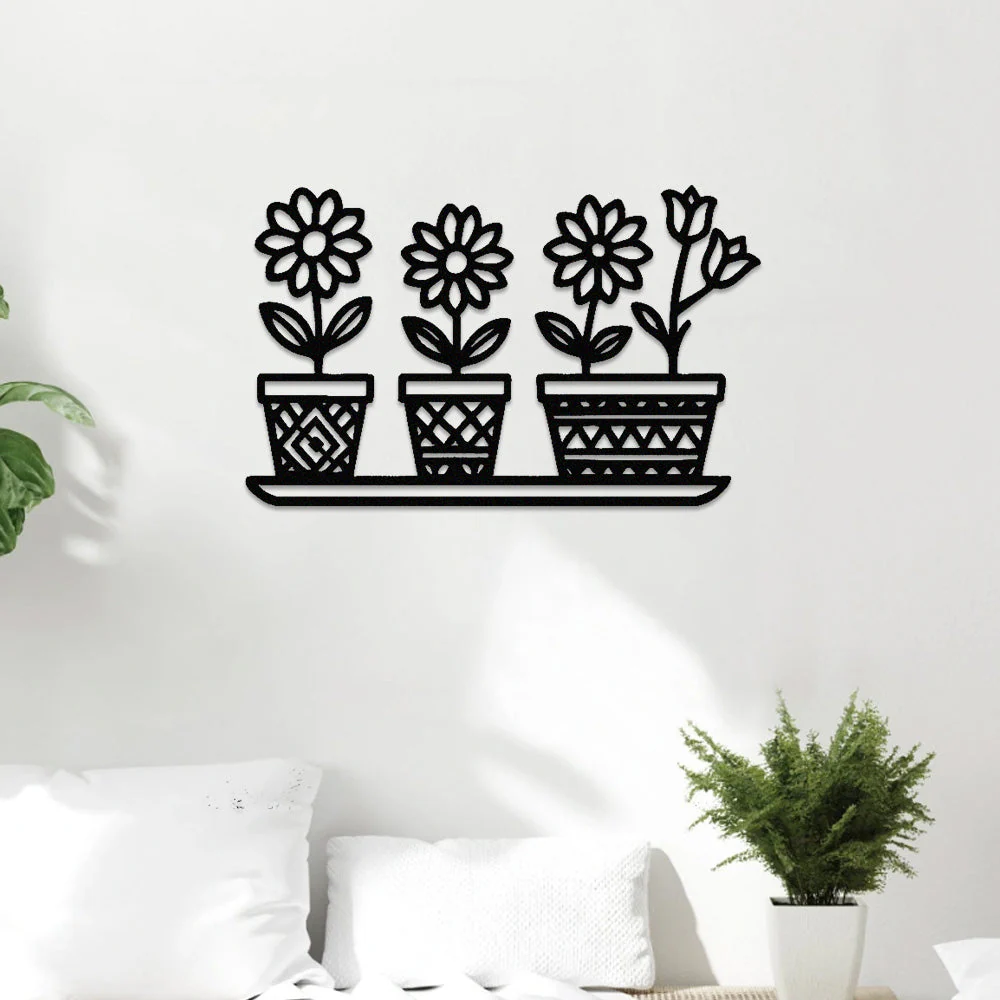 Jardin Fleuri Métal Décoratif Mural - Décoration Murale Intérieur et Extérieur