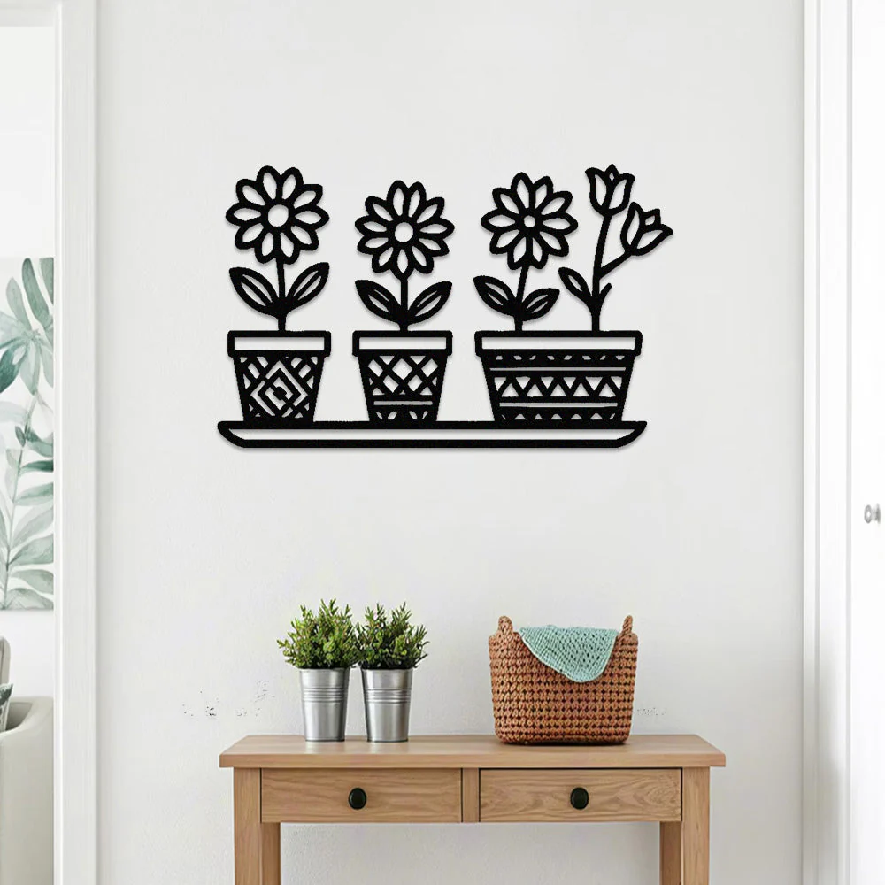 Jardin Fleuri Métal Décoratif Mural - Décoration Murale Intérieur et Extérieur - Image 2