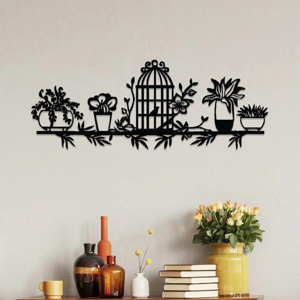 Jardin Fleuri Métal Décoratif Mural - Décoration Murale Intérieur et Extérieur