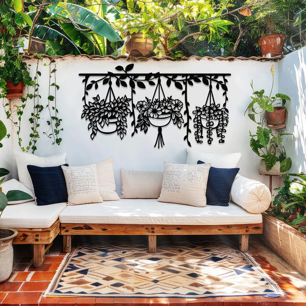 Jardin Fleuri Métal Décoratif Mural - Décoration Murale Intérieur et Extérieur