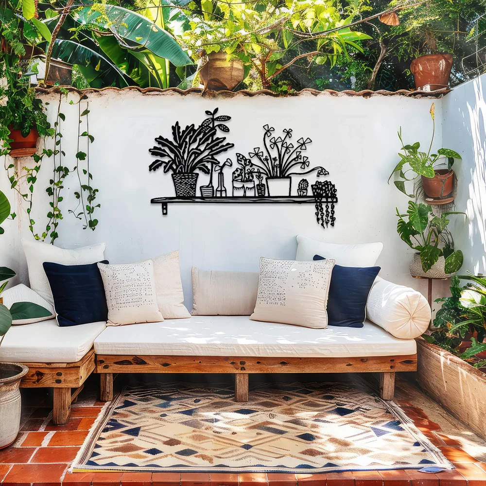 Jardin Fleuri Métal Décoratif Mural - Décoration Murale Intérieur et Extérieur