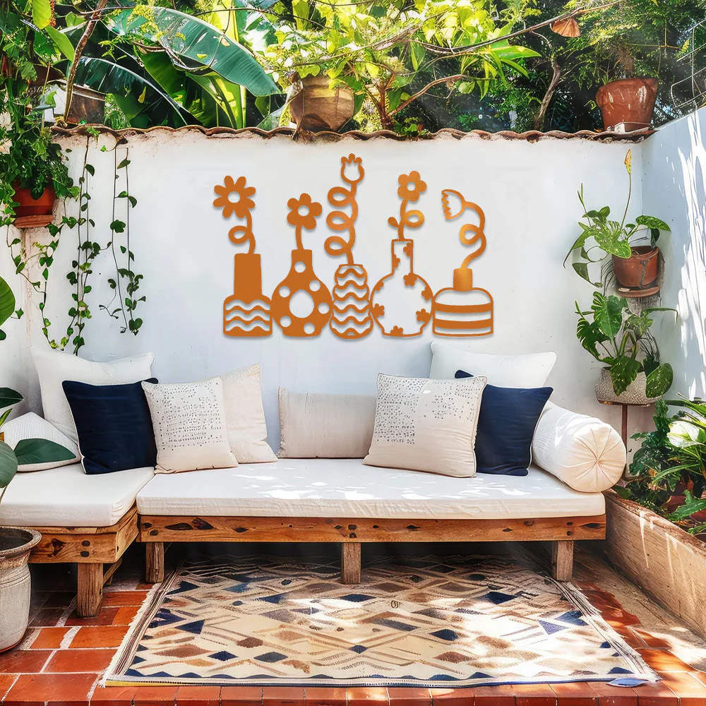 Jardin Fleuri Métal Décoratif Mural - Décoration Murale Intérieur et Extérieur - Image 5