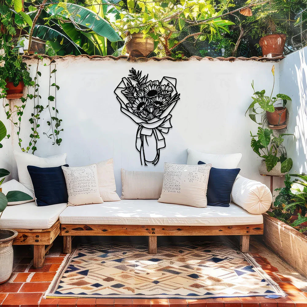 Jardin Fleuri Métal Décoratif Mural - Décoration Murale Intérieur et Extérieur - Image 2