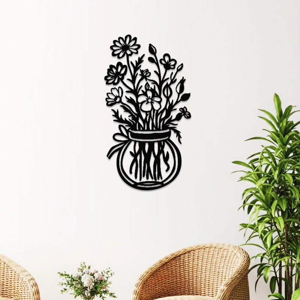 Jardin Fleuri Métal Décoratif Mural - Décoration Murale Intérieur et Extérieur - Image 3