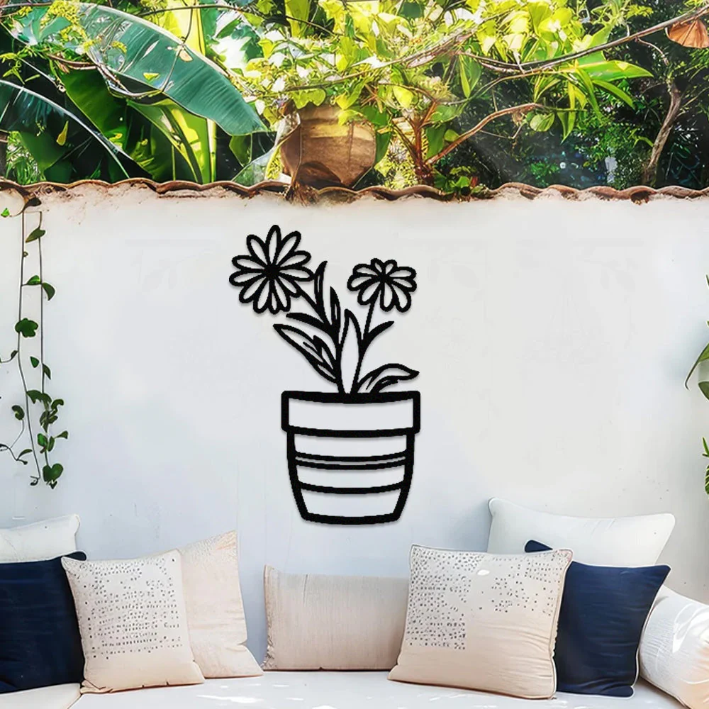 Jardin Fleuri Métal Décoratif Mural - Décoration Murale Intérieur et Extérieur - Image 2
