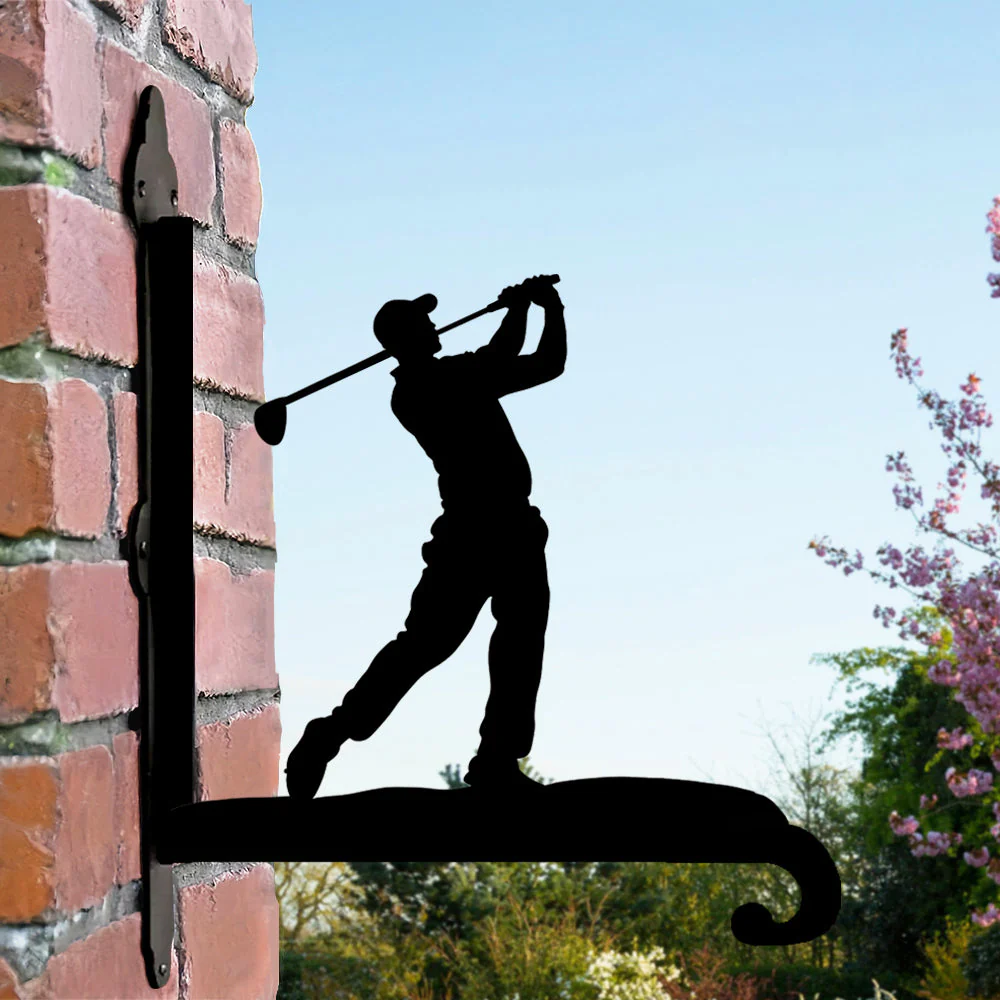 Joueur de Golf Support de Plantes à Suspendre Métallique