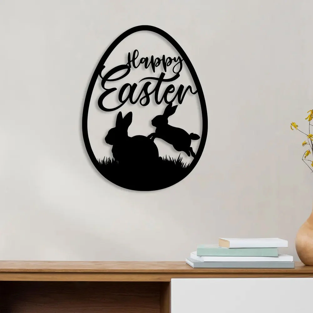 Joyeux Lapin de Pùques Silhouette Plaque en Métal Décoratif Mural - Image 7