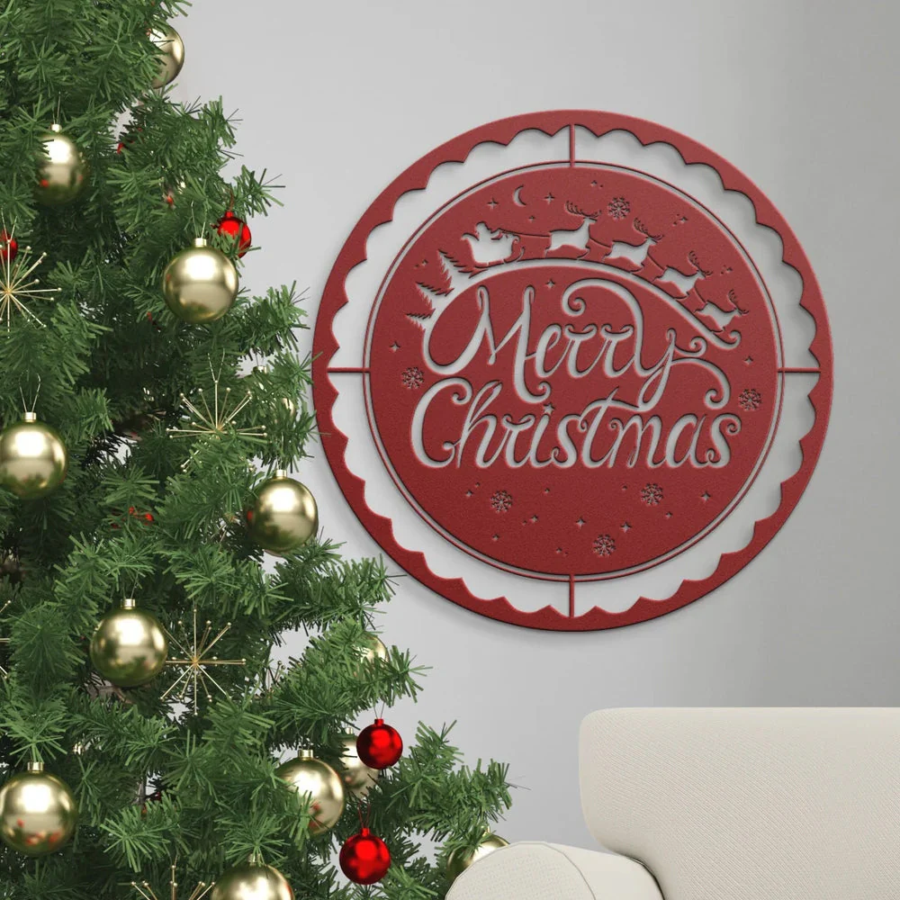 Joyeux Noël Plaque en Métal Décoratif Mural