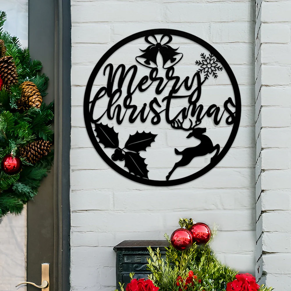 Joyeux Noël Plaque en Métal Décoratif Mural