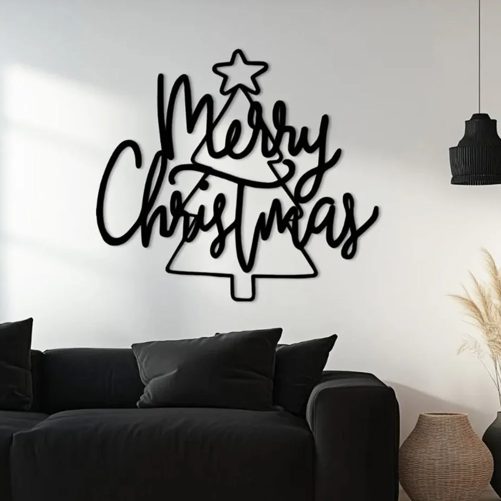 Joyeux Noël Sapin Plaque en Métal Décoratif Mural