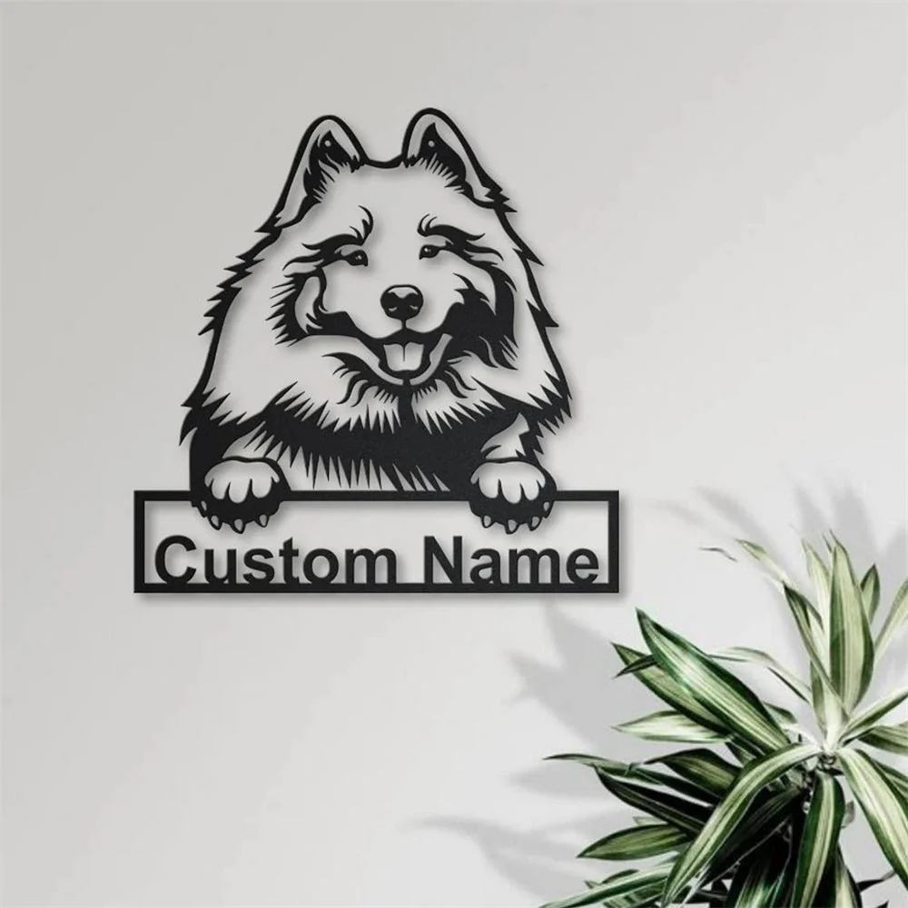 Keeshond Art en Métal Plaque de Nom en Métal Personnalisée