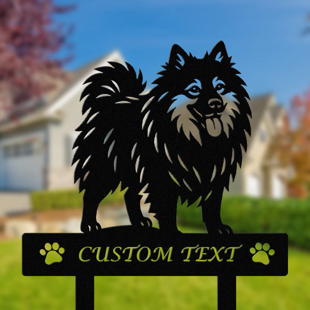 Keeshond Silhouette de Chien Personnalisée Piquet de Jardin en Métal - Image 2
