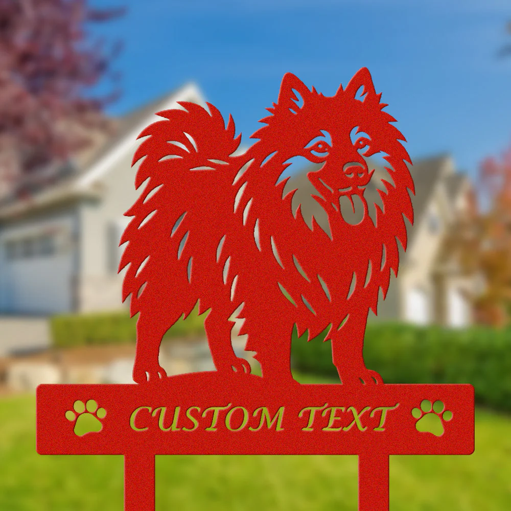 Keeshond Silhouette de Chien Personnalisée Piquet de Jardin en Métal - Image 3