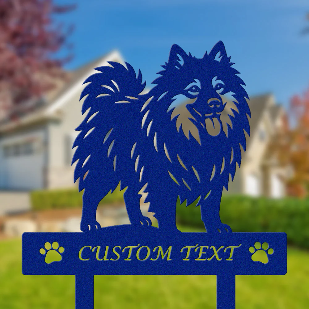 Keeshond Silhouette de Chien Personnalisée Piquet de Jardin en Métal - Image 6