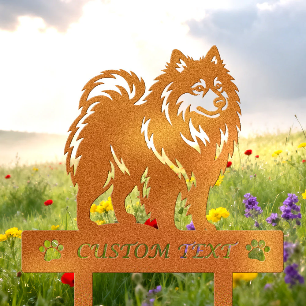 Keeshond Silhouette de Chien Personnalisée Piquet de Jardin en Métal - Image 4