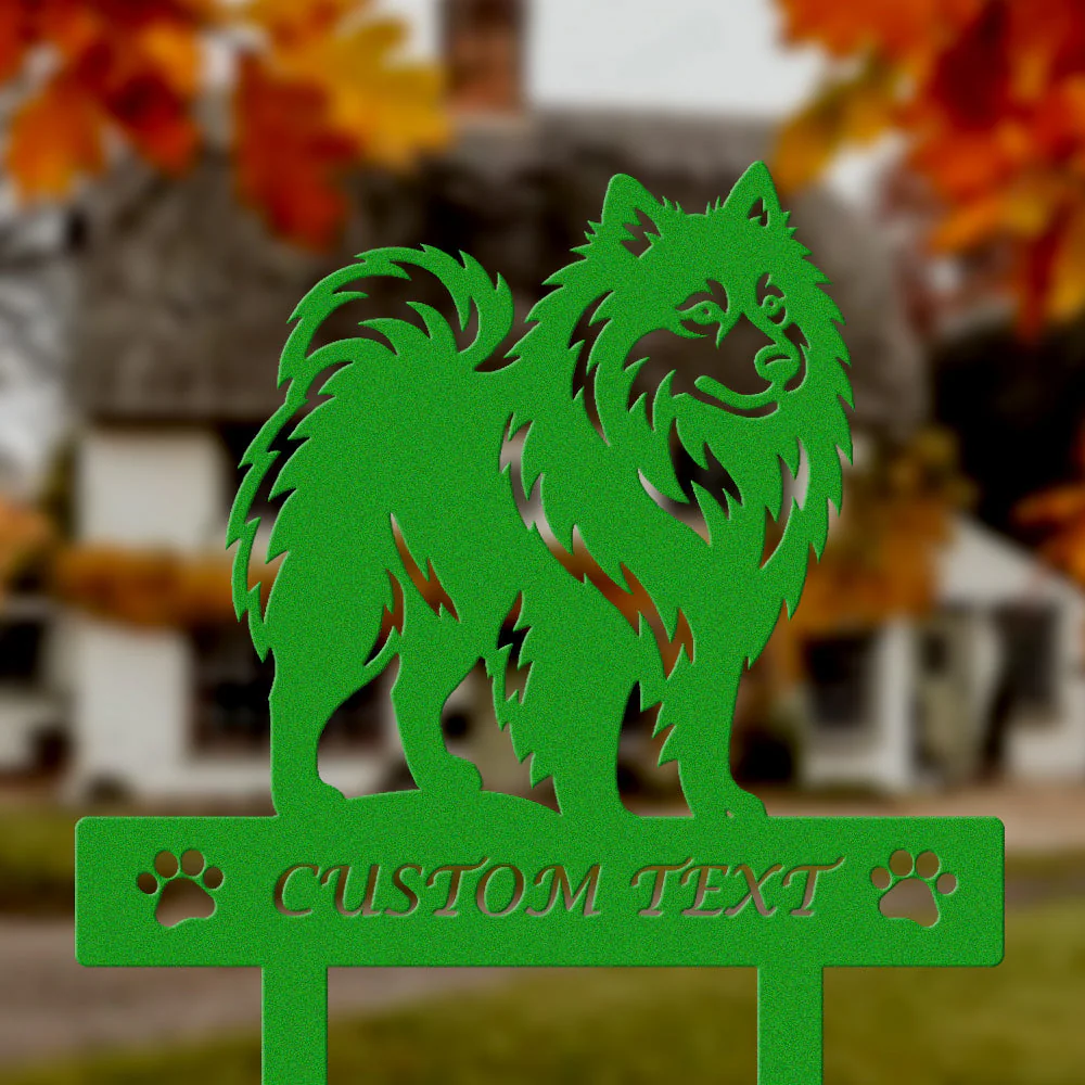 Keeshond Silhouette de Chien Personnalisée Piquet de Jardin en Métal - Image 5