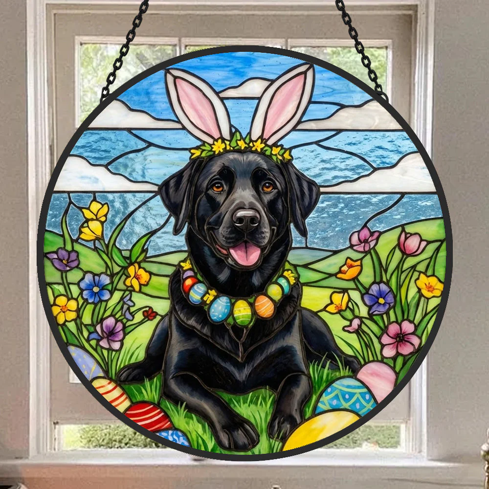 Labrador Retriever Attrape-Soleil en Vitrail - DĂ©coration Suspendue pour FenĂȘtre