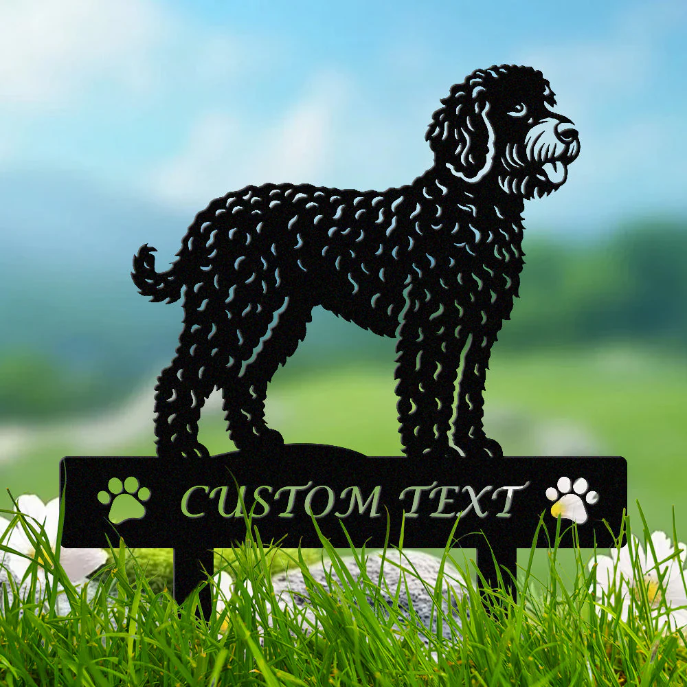 Lagotto Romagnolo Silhouette de Chien Personnalisée Piquet de Jardin en Métal