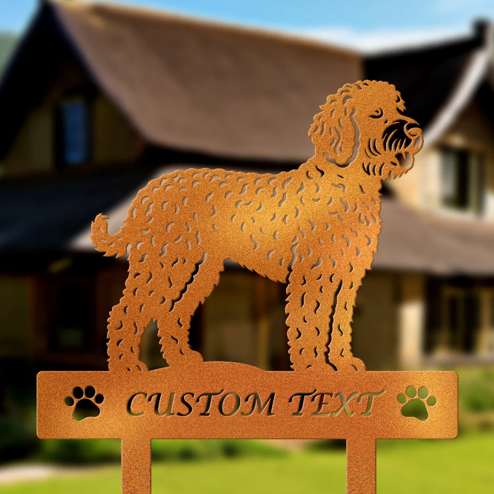 Lagotto Romagnolo Silhouette de Chien Personnalisée Piquet de Jardin en Métal - Image 4