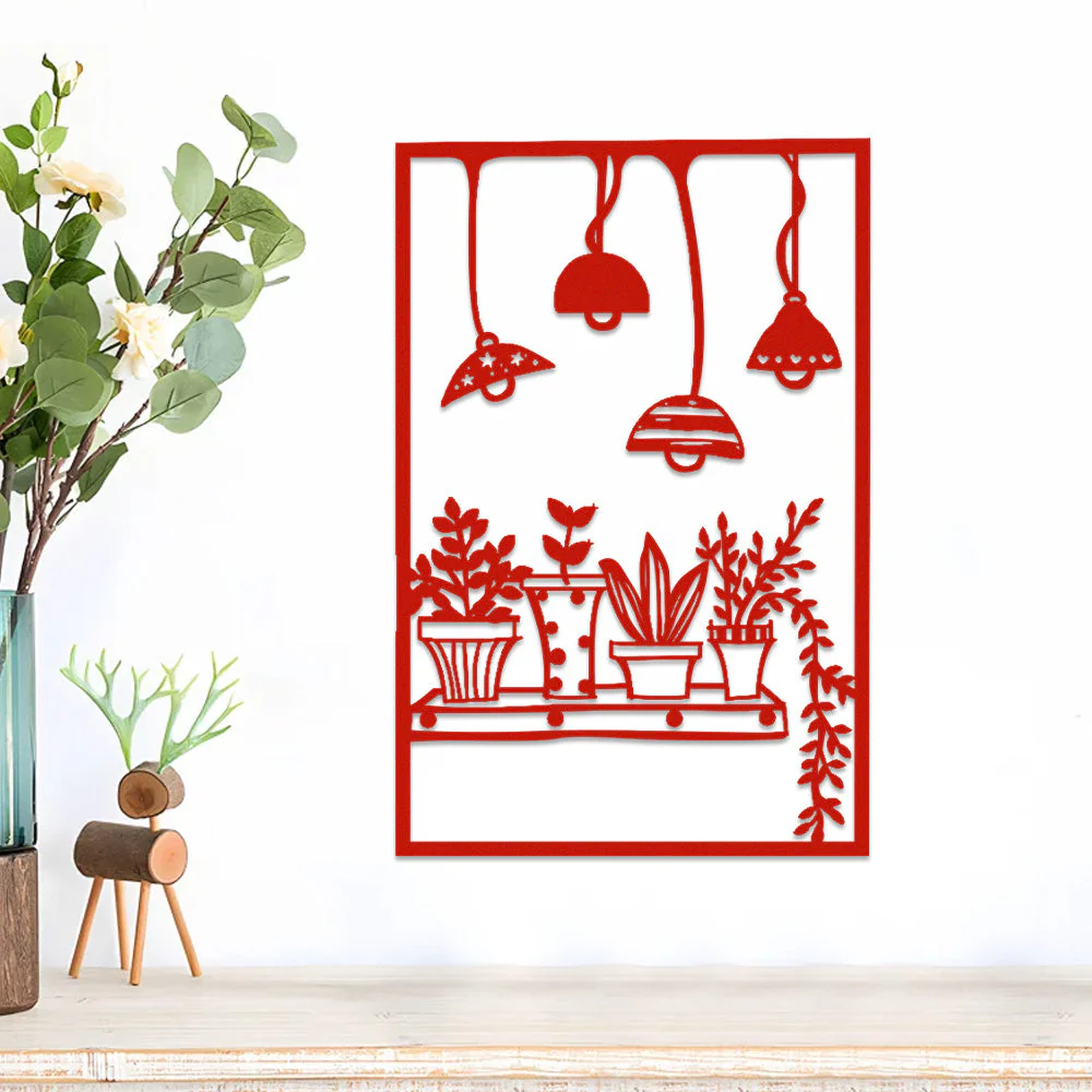 Lampadaire Suspendu et Plante Métal Décoratif Mural - Image 4