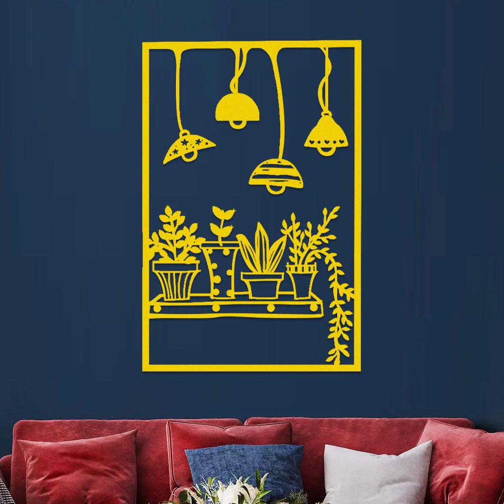 Lampadaire Suspendu et Plante Métal Décoratif Mural - Image 8
