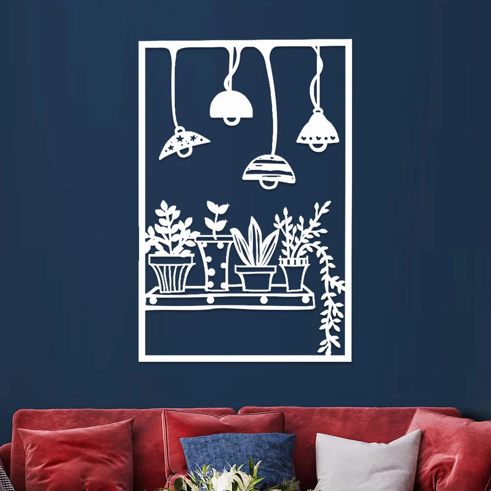 Lampadaire Suspendu et Plante Métal Décoratif Mural - Image 9