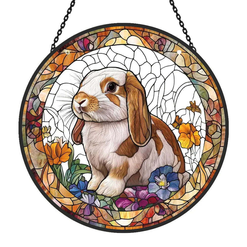 Lapin Attrape-Soleil Décoratif en Vitrail à Suspendre - Image 3