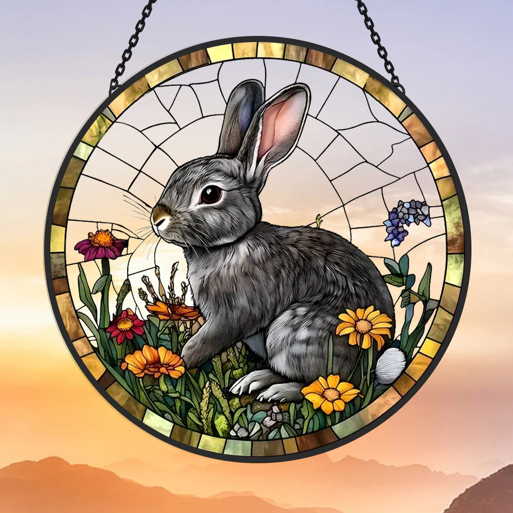 Lapin Attrape-Soleil Décoratif en Vitrail à Suspendre - Image 2