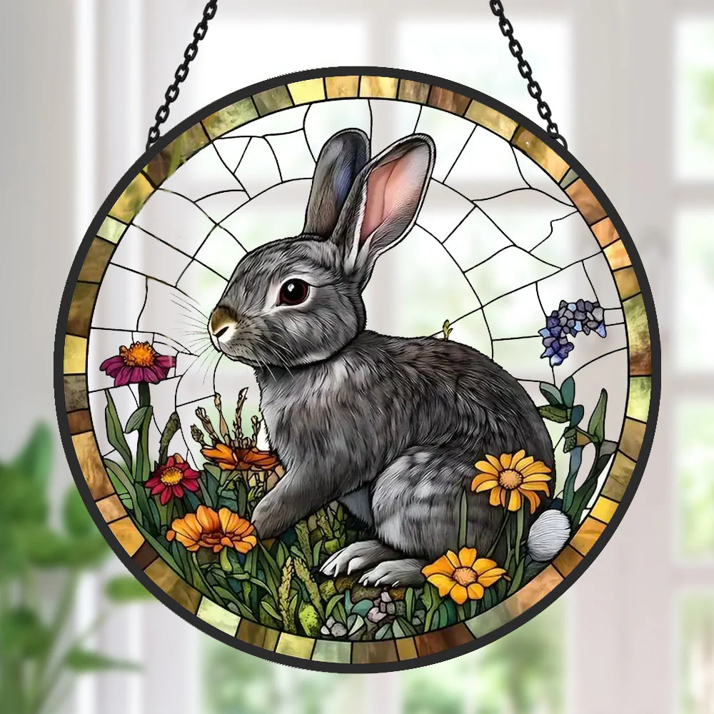 Lapin Attrape-Soleil Décoratif en Vitrail à Suspendre - Image 2