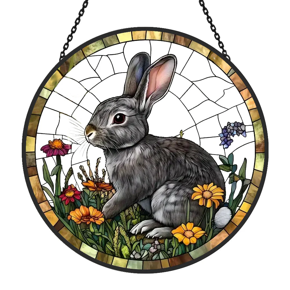 Lapin Attrape-Soleil Décoratif en Vitrail à Suspendre - Image 3