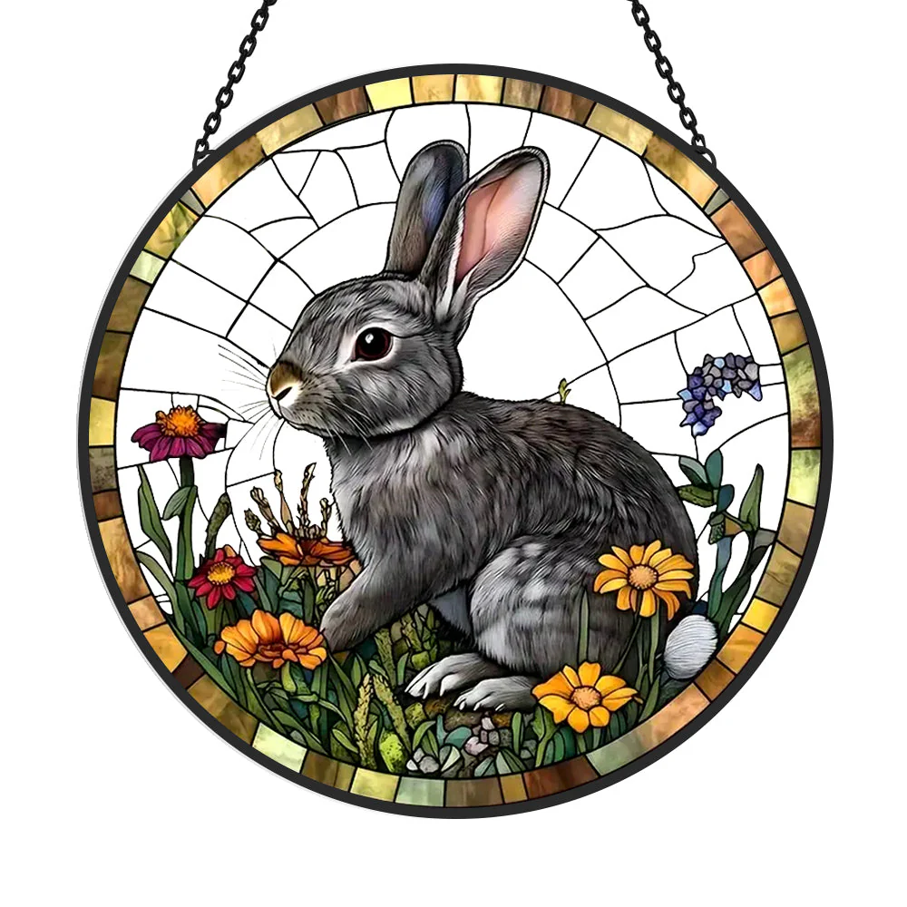 Lapin Attrape-Soleil Décoratif en Vitrail à Suspendre - Image 3