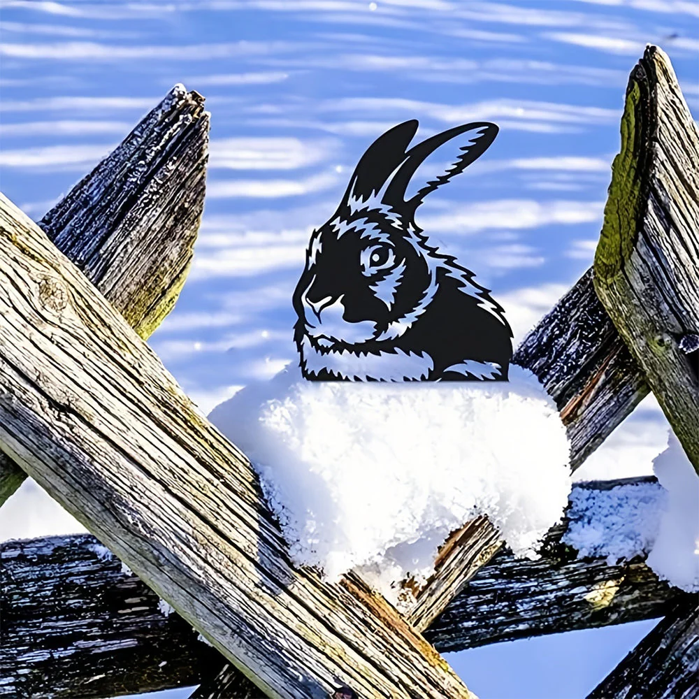 Lapin Curieux Plaque Métallique – Décoration de Jardin Extérieur Animale - Image 4