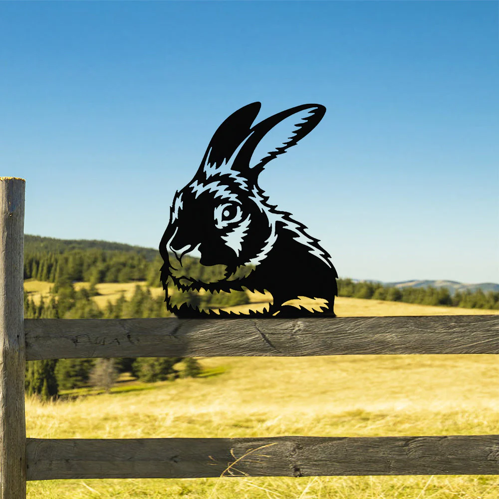 Lapin Curieux Plaque Métallique – Décoration de Jardin Extérieur Animale - Image 5