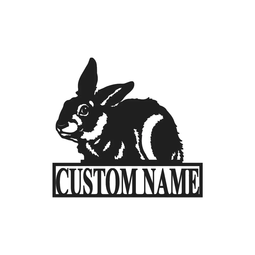 Lapin de Pùques Nom Personnalisé Plaque en Métal Décoratif Mural - Image 10