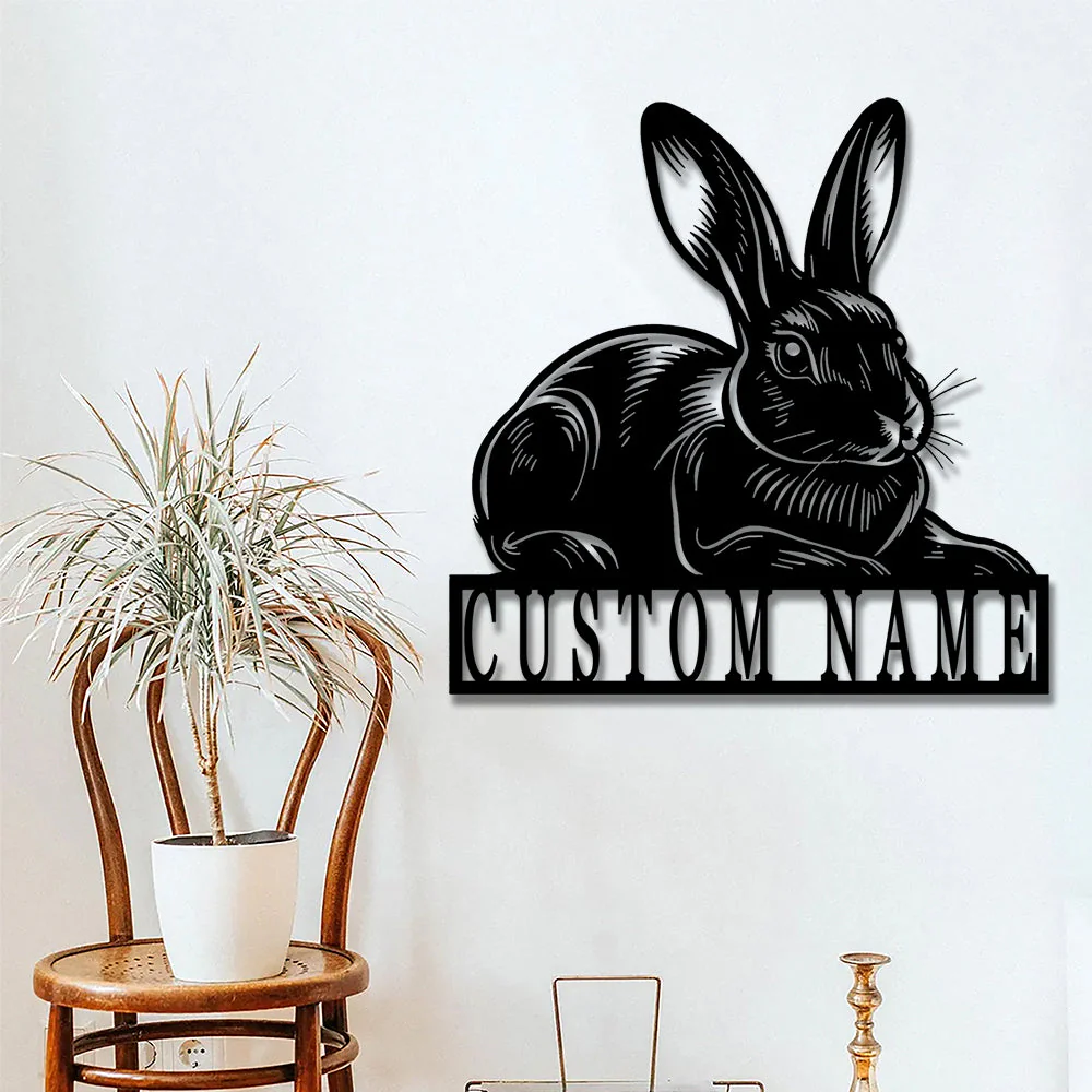Lapin de Pâques Personnalisé Plaque en Métal Décoratif Mural