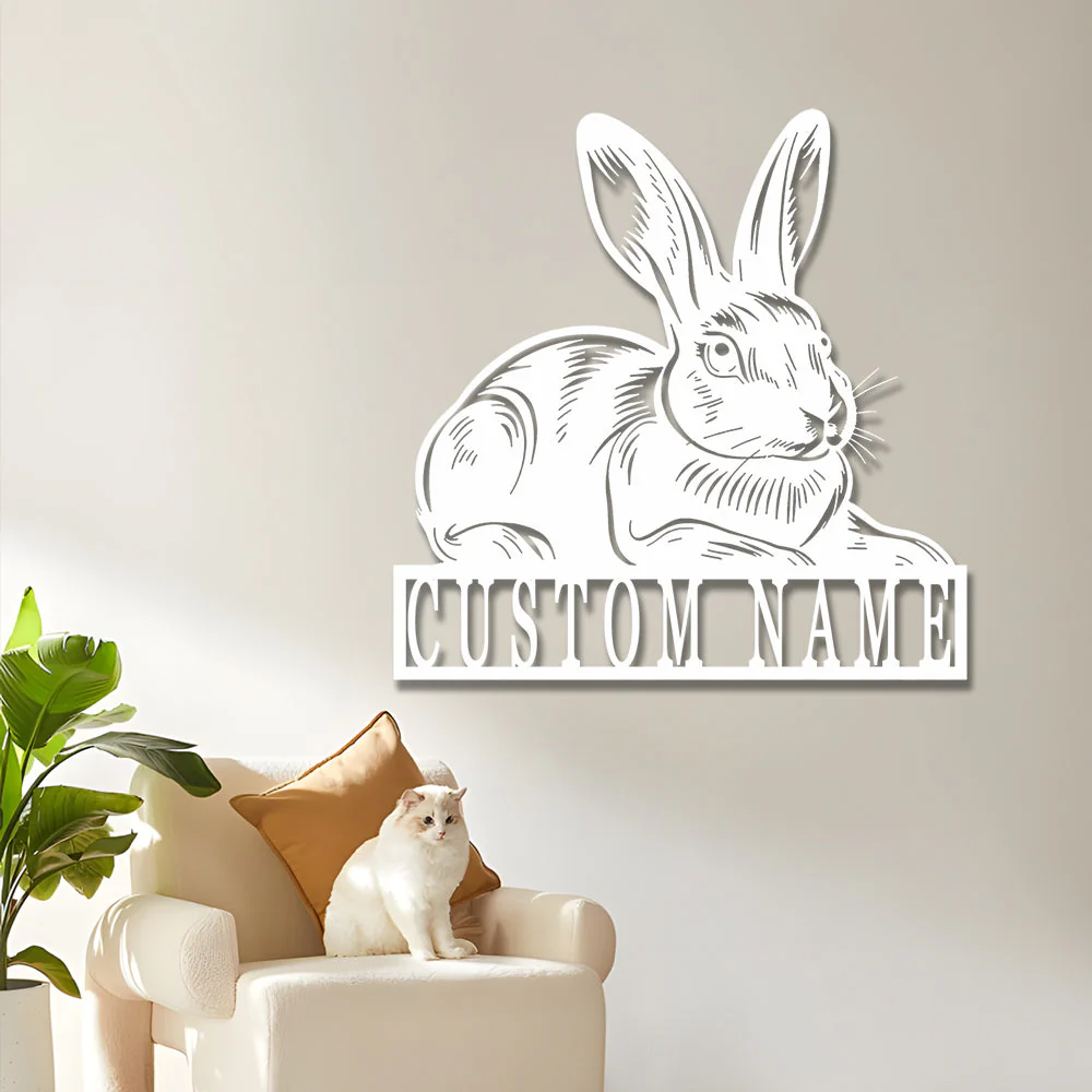 Lapin de Pâques Personnalisé Plaque en Métal Décoratif Mural - Image 3