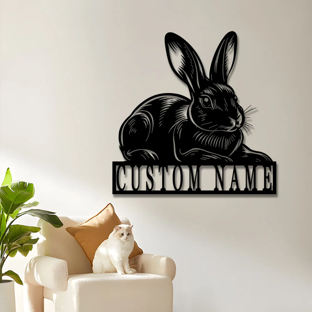 Lapin de Pâques Personnalisé Plaque en Métal Décoratif Mural - Image 4