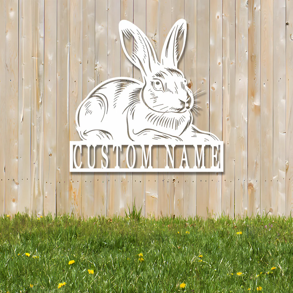 Lapin de Pâques Personnalisé Plaque en Métal Décoratif Mural - Image 6