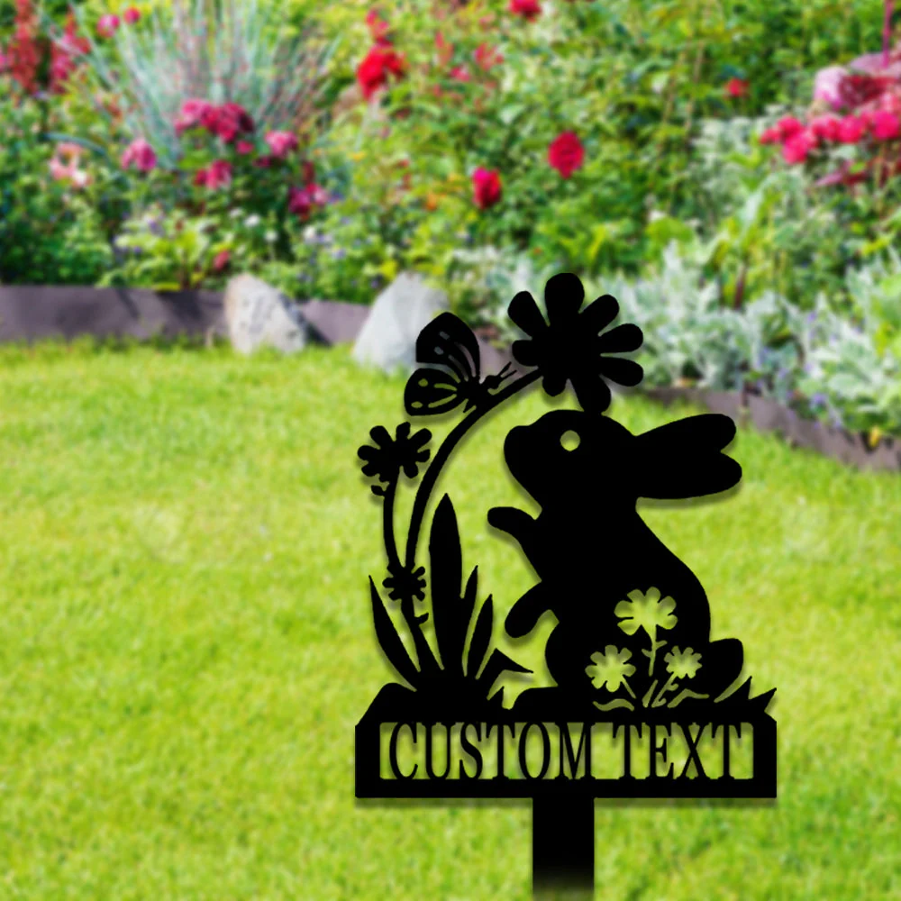 Lapin de Pùques Personnalisé Plaque Métal Décoration Extérieure de Jardin