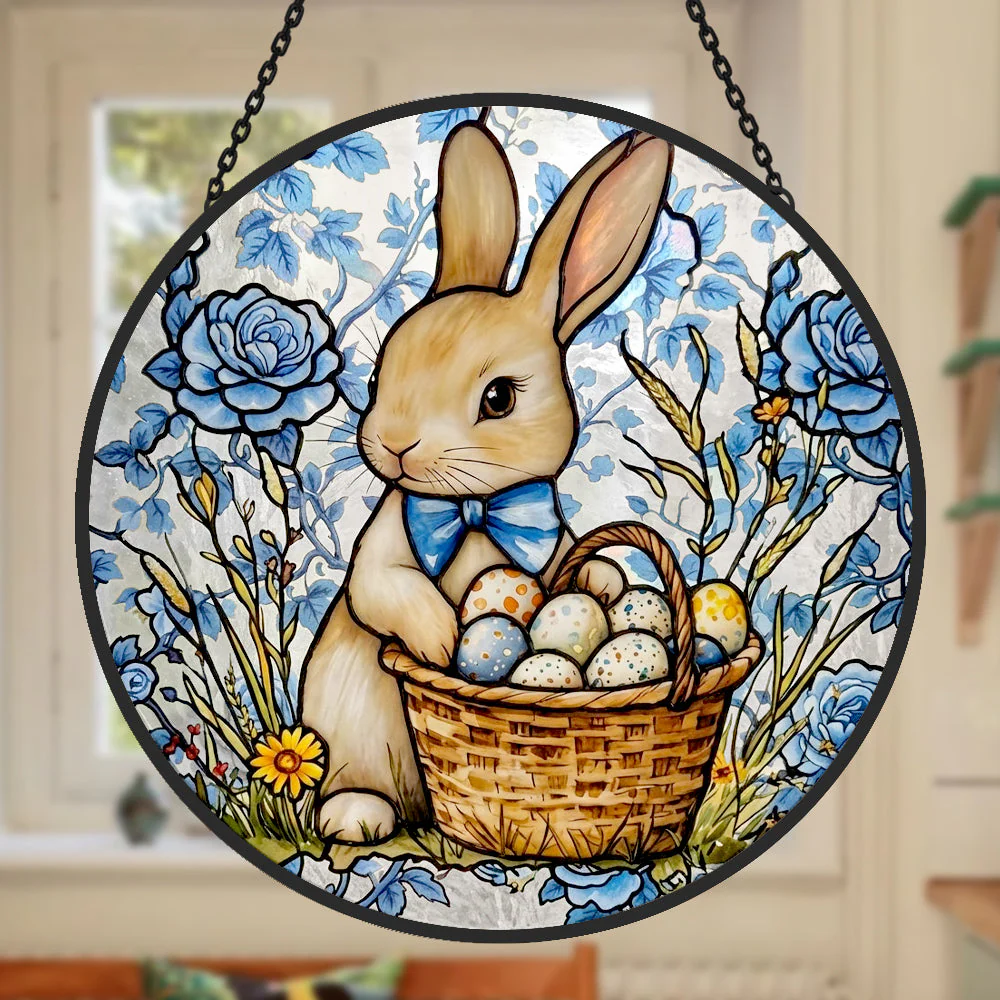 Lapin de PĂąques Attrape-Soleil en Vitrail - DĂ©coration Suspendue pour FenĂȘtre