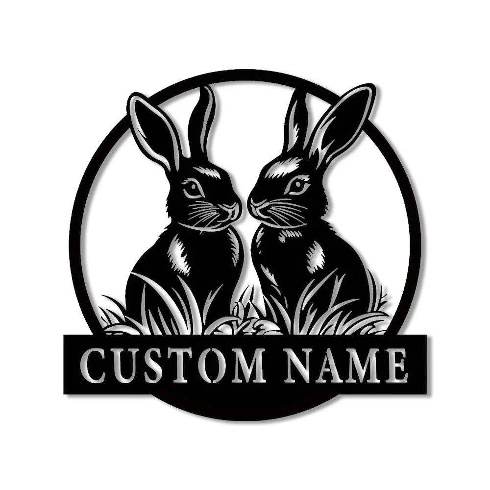 Lapin de Pâques Personnalisé avec Prénom Plaque en Métal Décoratif Mural - Image 11