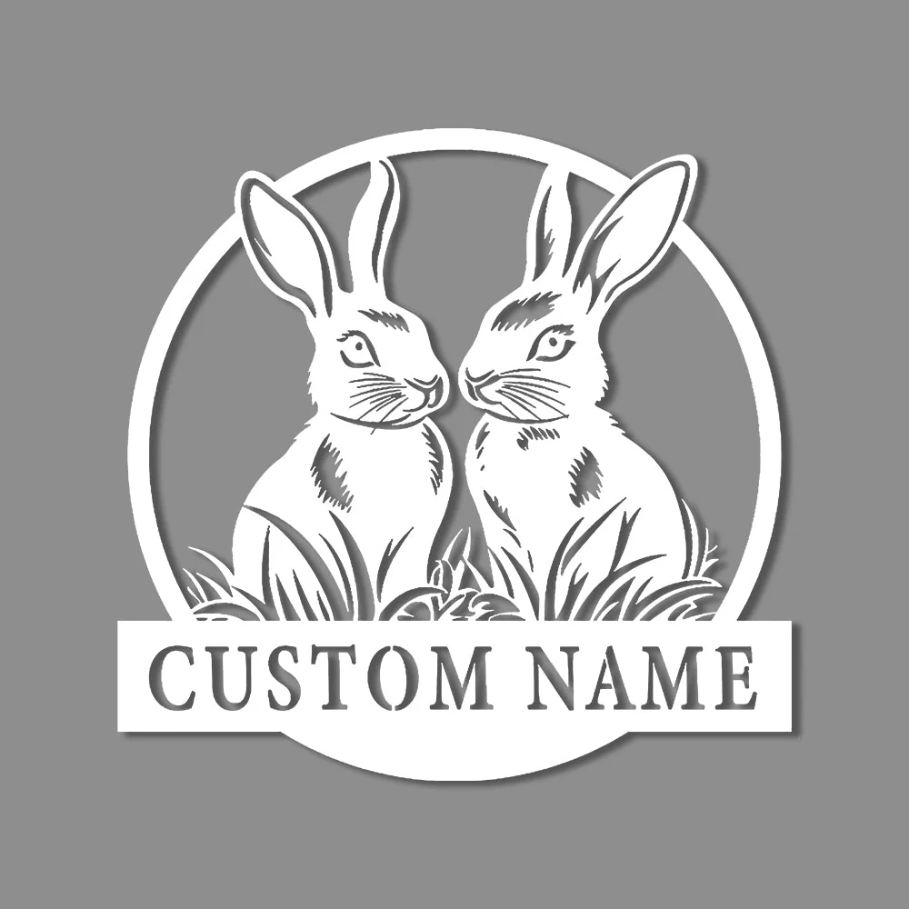 Lapin de Pâques Personnalisé avec Prénom Plaque en Métal Décoratif Mural - Image 12