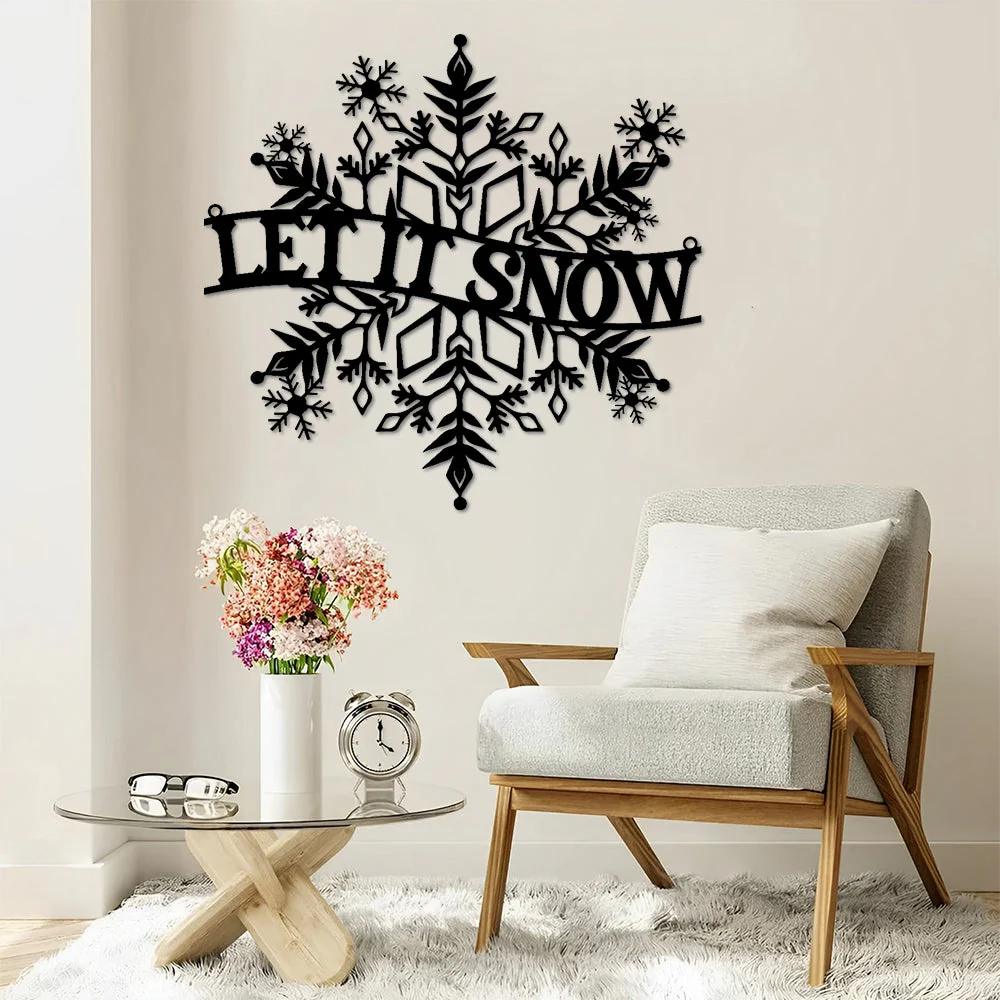 Let It Snow Noël Plaque en Métal Décoratif Mural
