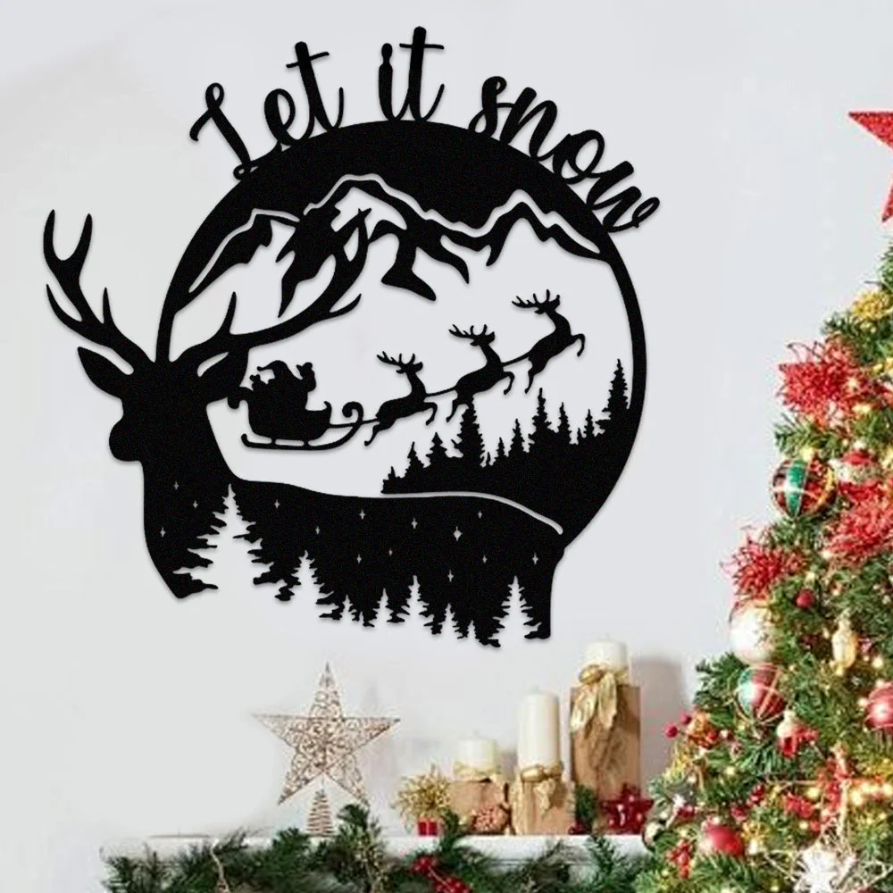 Let It Snow Noël Plaque en Métal Décoratif Mural - Image 2