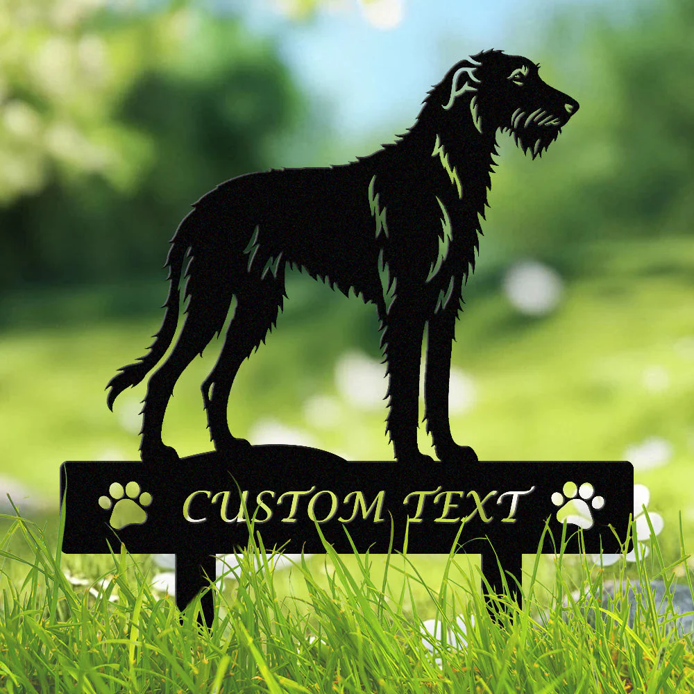 Lévrier Irlandais Silhouette de Chien Personnalisée Piquet de Jardin en Métal