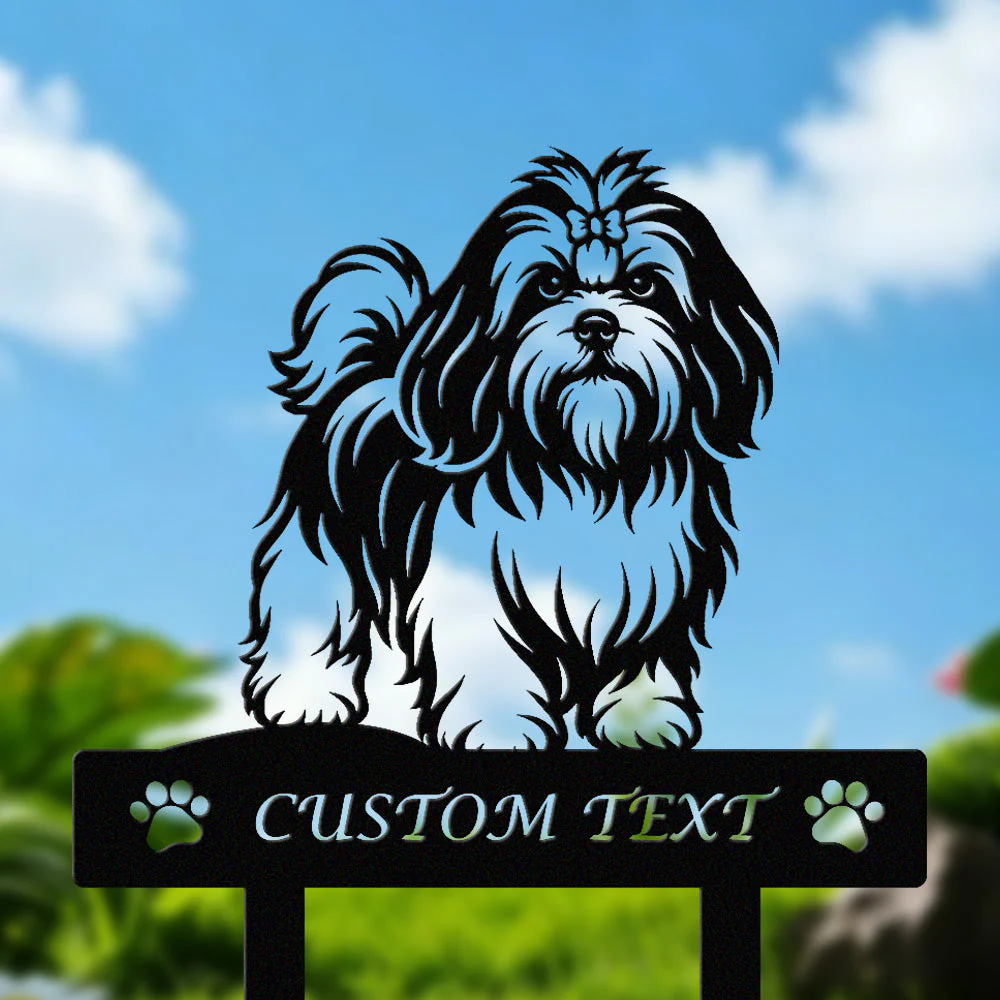 Lhassa Apso Silhouette de Chien Personnalisée Piquet de Jardin en Métal - Image 2